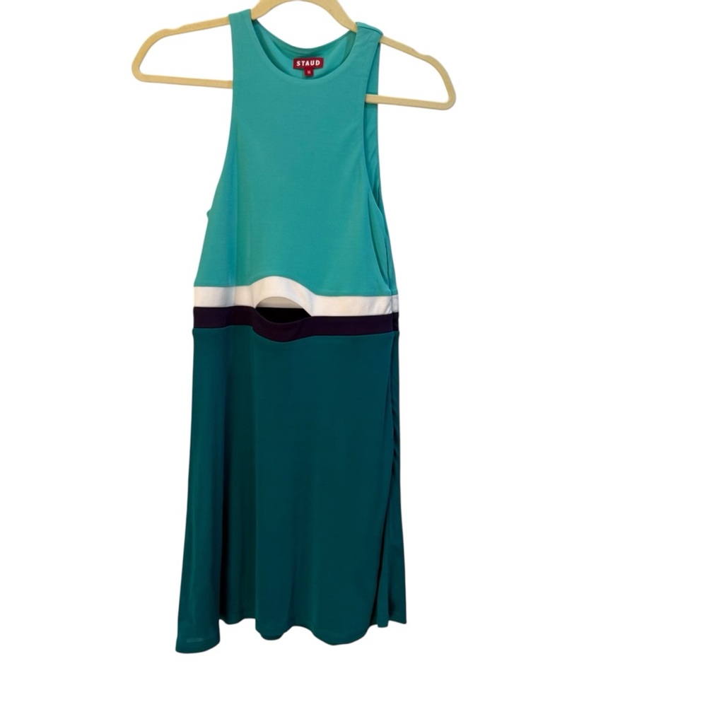 STAUD Blue Sleeveless Maxi‎ Dress Women’s Mesh Lined 100% Viscose Long A-Line